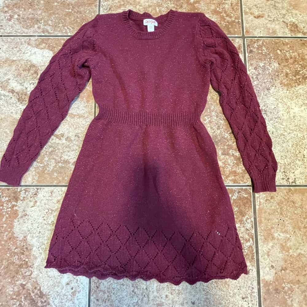 Cat & Jack Toddler Girls Sparkle Knit Long Sleeve Sweater Dress - Size Medium